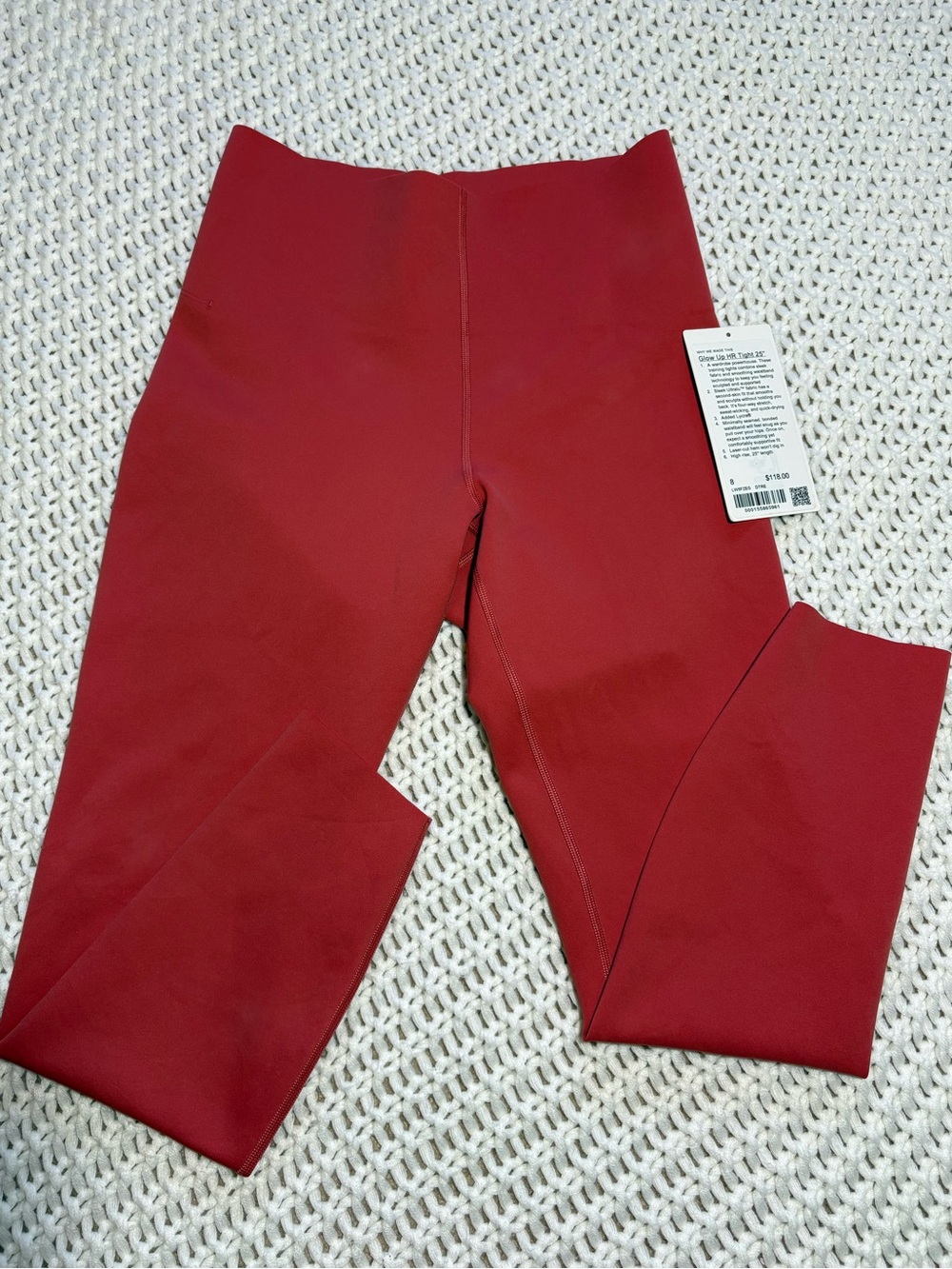 lululemon desert red glow up hr tight 25” size 8